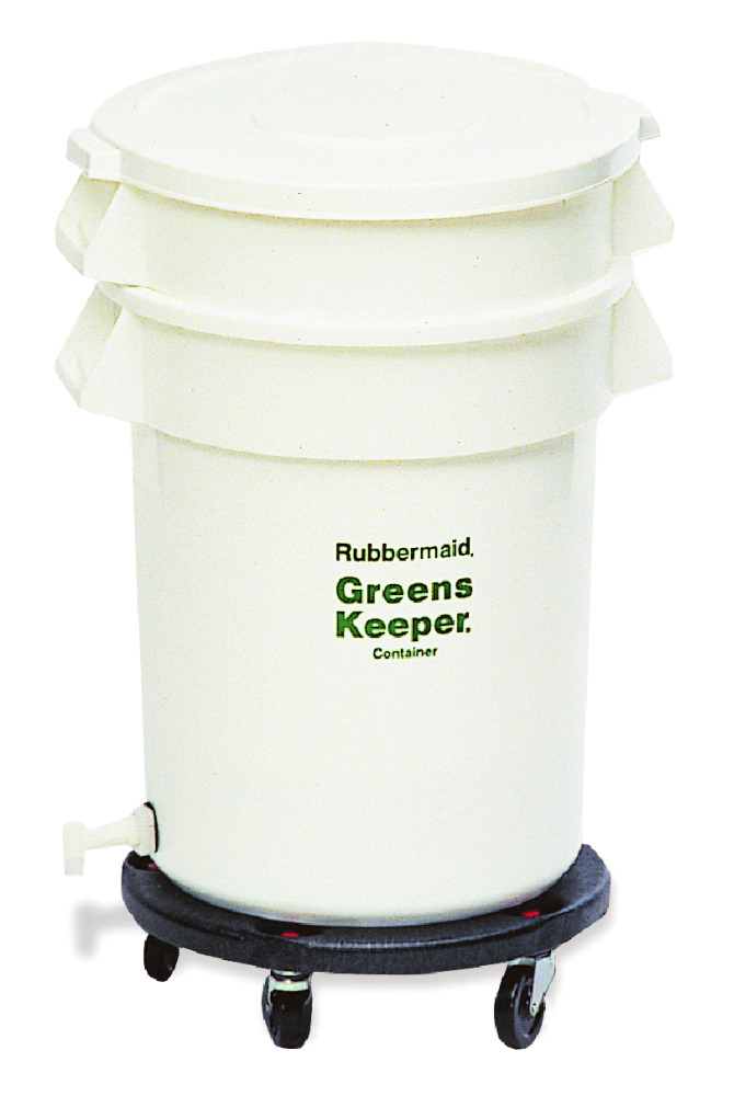 Контейнер Rubbermaid GreensKeeper с крышкой и колёсной платформой 75,7 л.